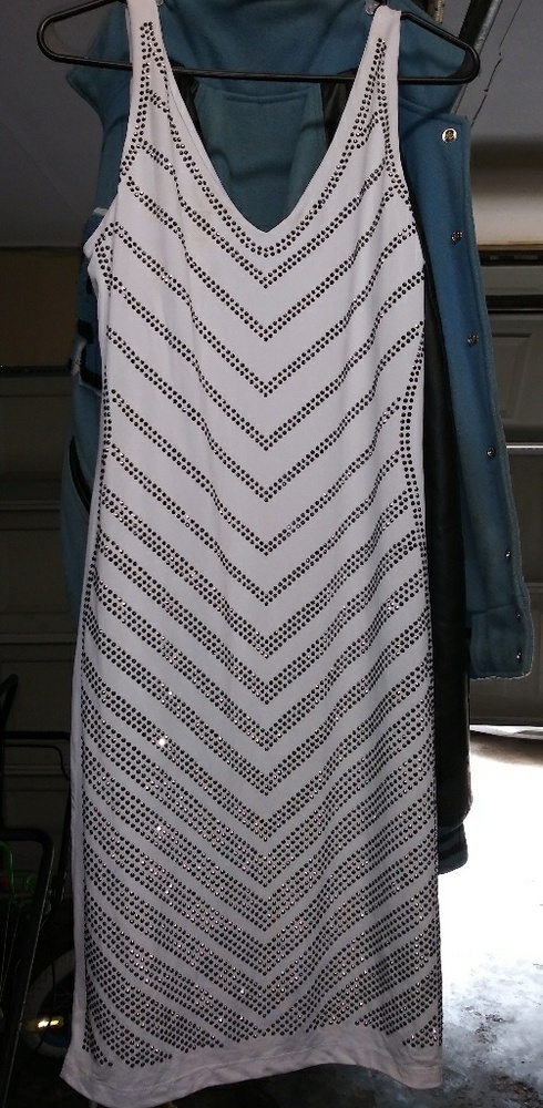Carmen womens large sized white studded dress